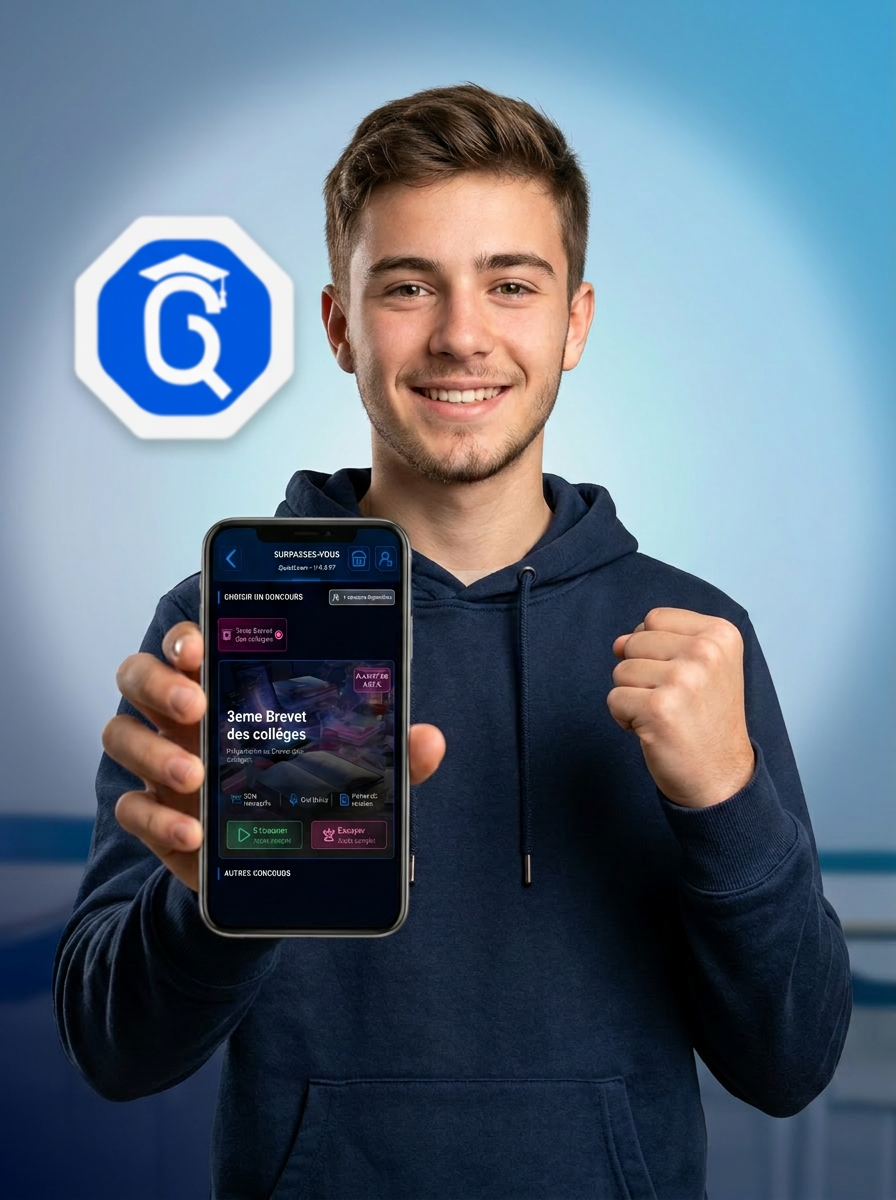 Collégien de 3ème fier d'avoir réussi son Brevet grâce à l'app QuizzLearn Éducation