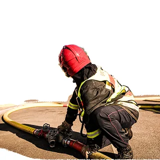 Lance à incendie en action