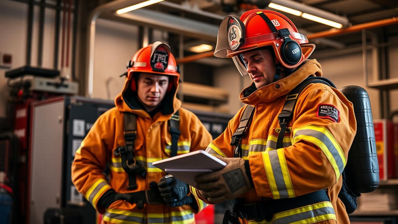 Sapeurs-pompiers professionnels en manœuvre dans un centre de secours